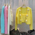 Beaded Flower Mink Fleece Two Piece Cardigan Sweater With Tank Top